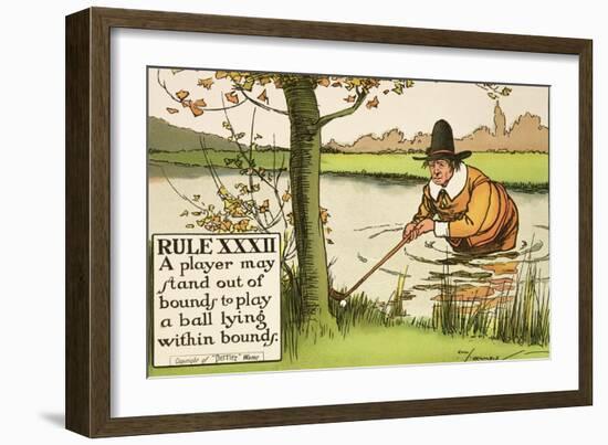 Rule XXXII: A Player May Stand out of Bounds to Play a Ball Lying Within Bounds, from Rules of Golf-Charles Crombie-Framed Giclee Print