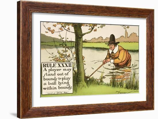 Rule XXXII: A Player May Stand out of Bounds to Play a Ball Lying Within Bounds, from Rules of Golf-Charles Crombie-Framed Giclee Print