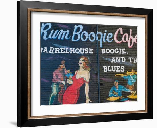 Rum Boogie Cafe, Wall Mural, Beale Street Entertainment Area, Memphis, Tennessee, USA-Walter Bibikow-Framed Premium Photographic Print