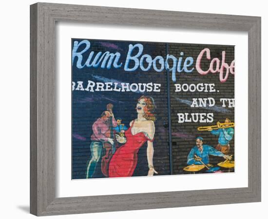 Rum Boogie Cafe, Wall Mural, Beale Street Entertainment Area, Memphis, Tennessee, USA-Walter Bibikow-Framed Photographic Print