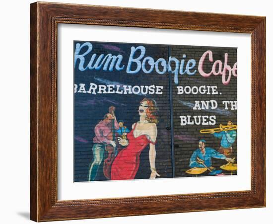 Rum Boogie Cafe, Wall Mural, Beale Street Entertainment Area, Memphis, Tennessee, USA-Walter Bibikow-Framed Photographic Print