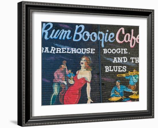 Rum Boogie Cafe, Wall Mural, Beale Street Entertainment Area, Memphis, Tennessee, USA-Walter Bibikow-Framed Photographic Print