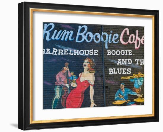 Rum Boogie Cafe, Wall Mural, Beale Street Entertainment Area, Memphis, Tennessee, USA-Walter Bibikow-Framed Photographic Print