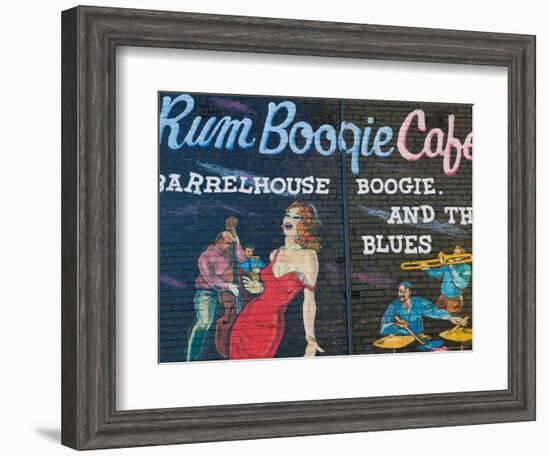 Rum Boogie Cafe, Wall Mural, Beale Street Entertainment Area, Memphis, Tennessee, USA-Walter Bibikow-Framed Photographic Print