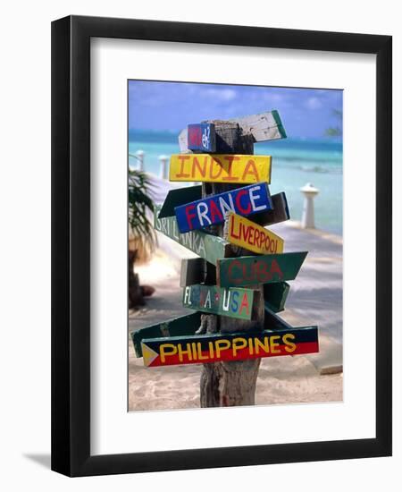 Rum Point Signs, Cayman Islands-George Oze-Framed Photographic Print