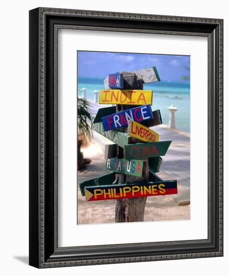 Rum Point Signs, Cayman Islands-George Oze-Framed Photographic Print