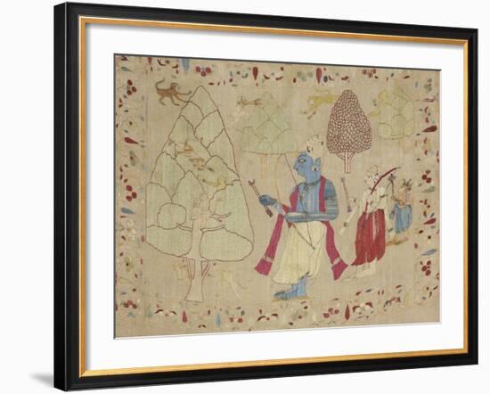 Rumal avec une scène du Ramayana-null-Framed Giclee Print