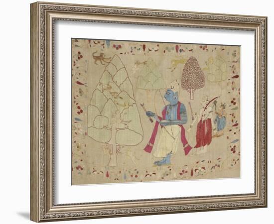 Rumal avec une scène du Ramayana-null-Framed Giclee Print