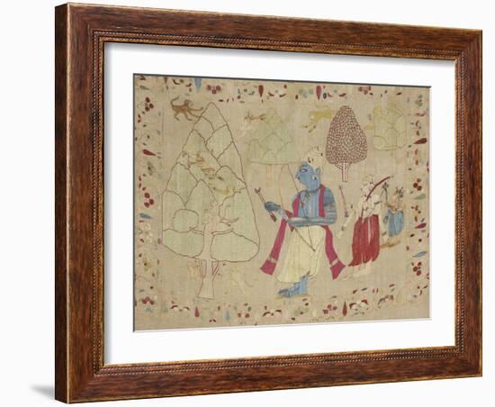 Rumal avec une scène du Ramayana-null-Framed Giclee Print