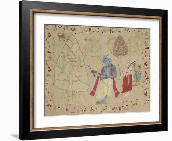 Rumal avec une scène du Ramayana-null-Framed Giclee Print