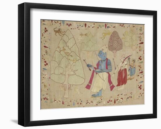 Rumal avec une scène du Ramayana-null-Framed Giclee Print