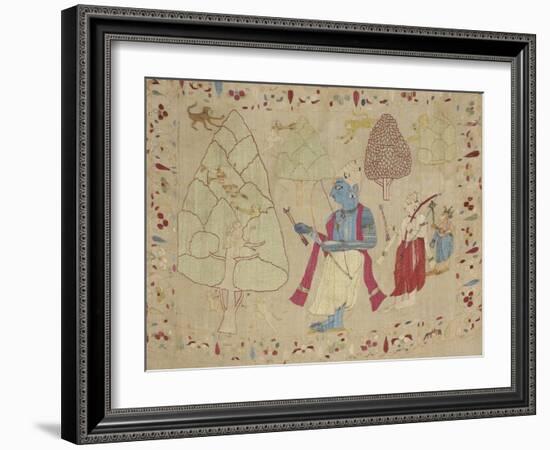 Rumal avec une scène du Ramayana-null-Framed Giclee Print