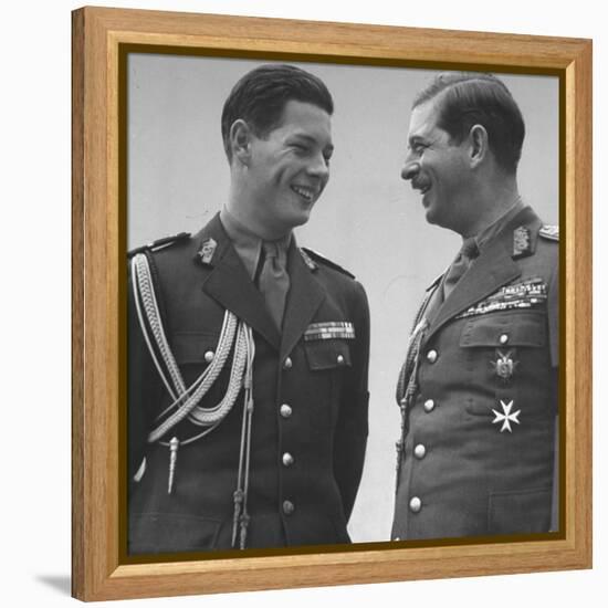 Rumanian Crown Prince Michael, Laughing with His Father King Carol II-John Phillips-Framed Premier Image Canvas