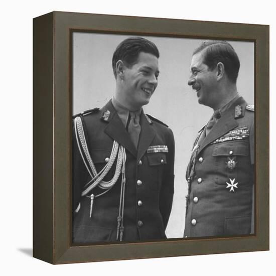 Rumanian Crown Prince Michael, Laughing with His Father King Carol II-John Phillips-Framed Premier Image Canvas