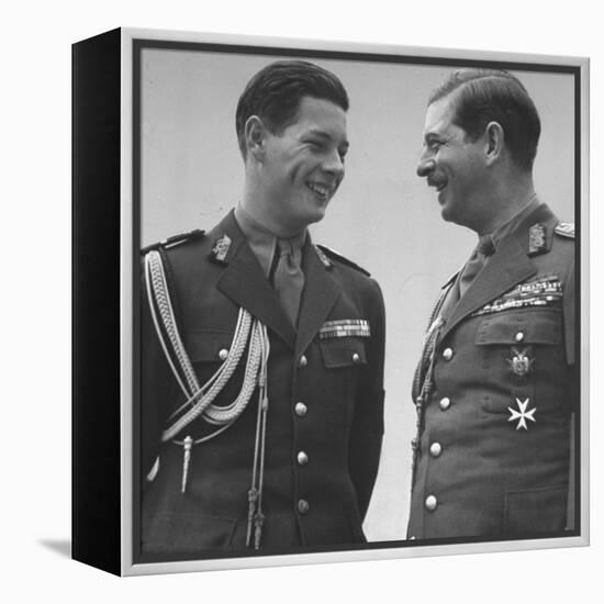 Rumanian Crown Prince Michael, Laughing with His Father King Carol II-John Phillips-Framed Premier Image Canvas