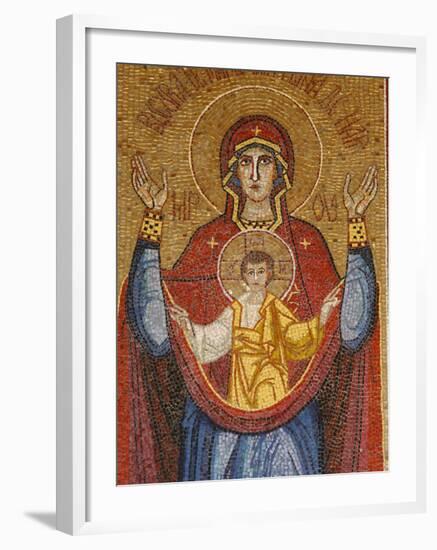 Rumanian Virgin Mosaic, Annunciation Basilica, Nazareth, Galilee, Israel, Middle East-Godong-Framed Photographic Print