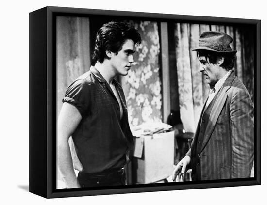 RUMBLE FISH, 1983 directed by FRANCIS FORD COPPOLA Matt Dillon and Dennis Hopper (b/w photo)-null-Framed Stretched Canvas