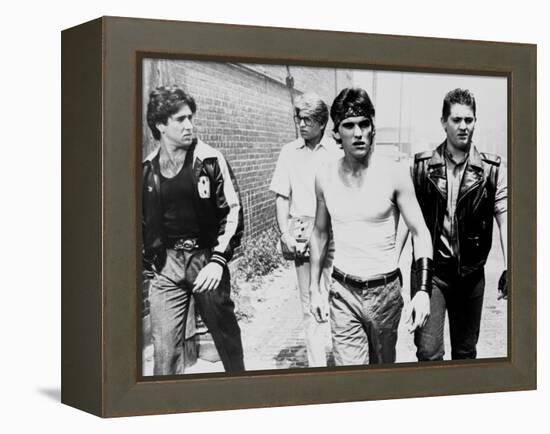 RUMBLE FISH, 1983 directed by FRANCIS FORD COPPOLA Nicolas Cage, Matt Dillon and Chris Penn (b/w ph-null-Framed Stretched Canvas