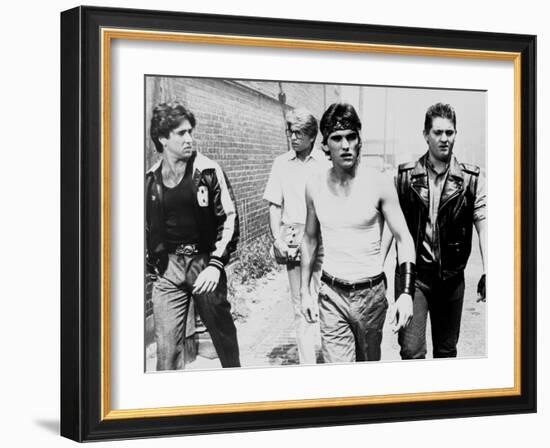 RUMBLE FISH, 1983 directed by FRANCIS FORD COPPOLA Nicolas Cage, Matt Dillon and Chris Penn (b/w ph-null-Framed Photo