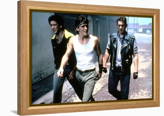 RUMBLE FISH, 1983 directed by FRANCIS FORD COPPOLA Nicolas Cage, Matt Dillon and Chris Penn (photo)-null-Framed Stretched Canvas