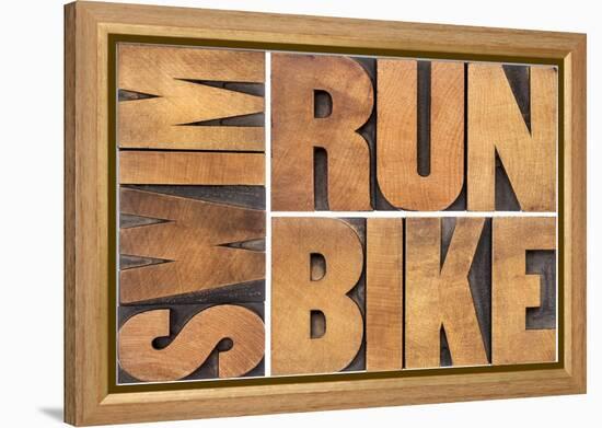 Run, Bike, Swim-PixelsAway-Framed Premier Image Canvas