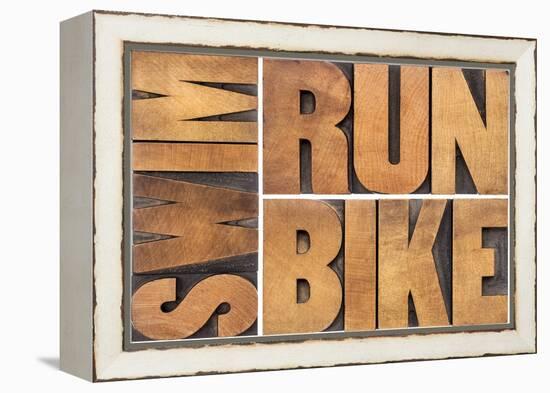 Run, Bike, Swim-PixelsAway-Framed Premier Image Canvas