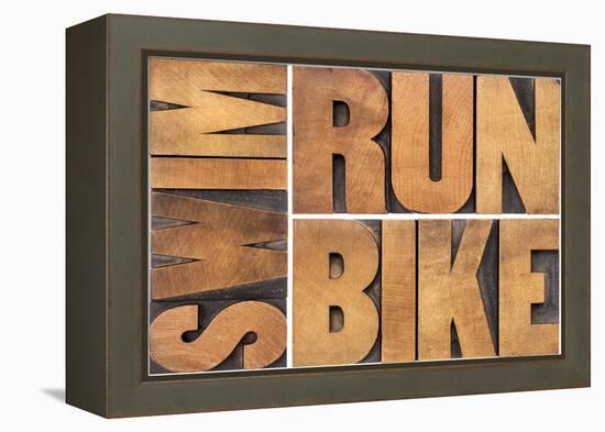 Run, Bike, Swim-PixelsAway-Framed Premier Image Canvas