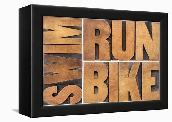 Run, Bike, Swim-PixelsAway-Framed Premier Image Canvas