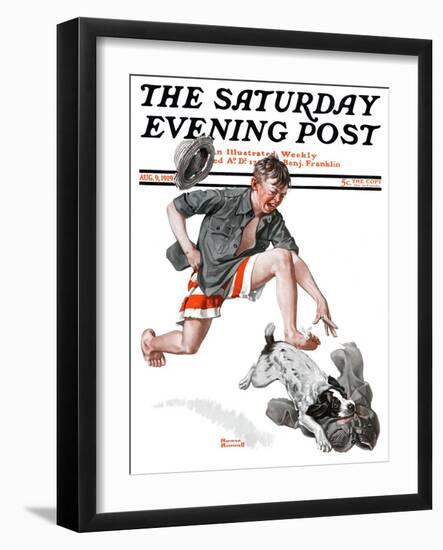 "Runaway Pants" Saturday Evening Post Cover, August 9,1919-Norman Rockwell-Framed Giclee Print