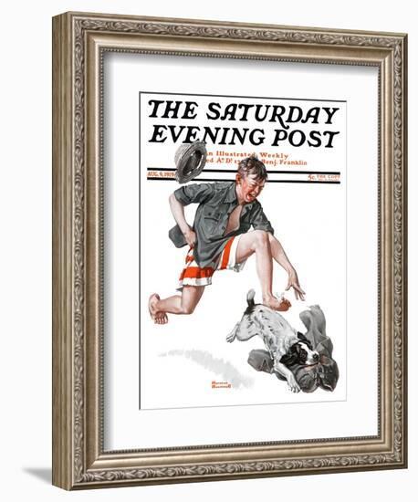 "Runaway Pants" Saturday Evening Post Cover, August 9,1919-Norman Rockwell-Framed Giclee Print