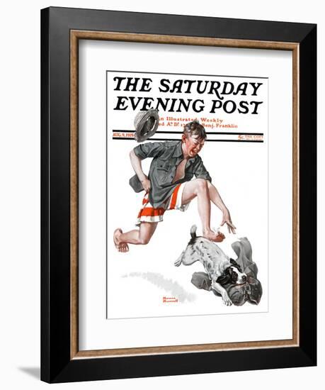 "Runaway Pants" Saturday Evening Post Cover, August 9,1919-Norman Rockwell-Framed Giclee Print