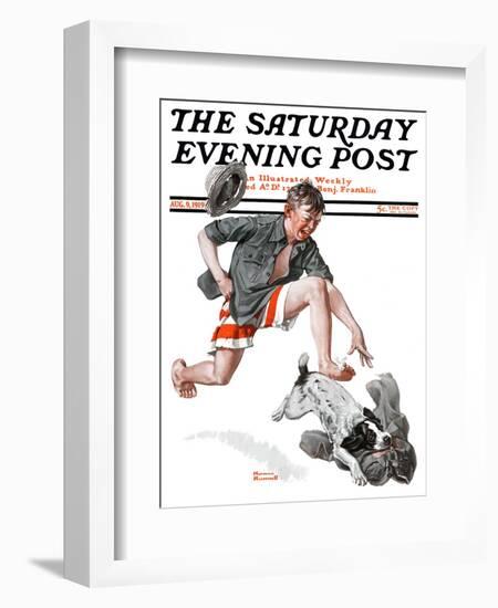 "Runaway Pants" Saturday Evening Post Cover, August 9,1919-Norman Rockwell-Framed Giclee Print