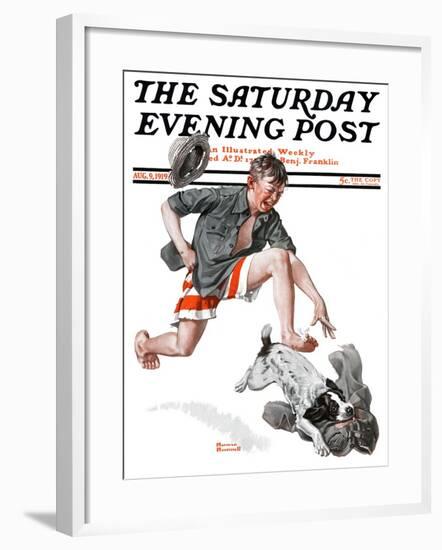 "Runaway Pants" Saturday Evening Post Cover, August 9,1919-Norman Rockwell-Framed Giclee Print