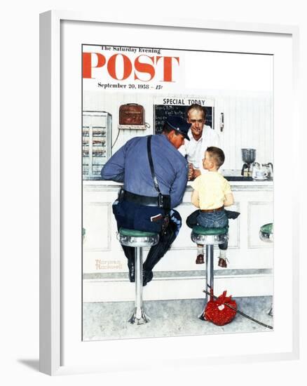 "Runaway" Saturday Evening Post Cover, September 20,1958-Norman Rockwell-Framed Premium Giclee Print