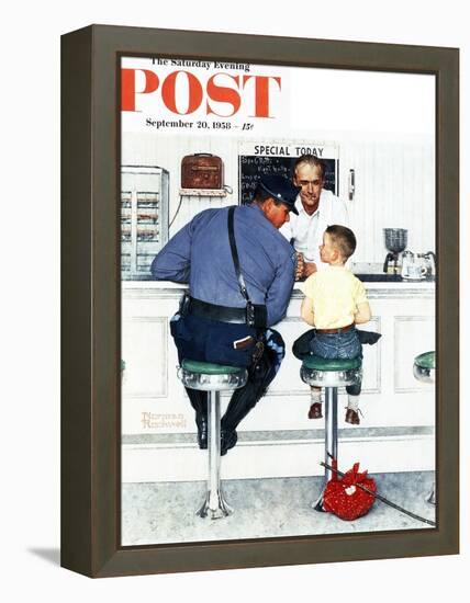 "Runaway" Saturday Evening Post Cover, September 20,1958-Norman Rockwell-Framed Premier Image Canvas