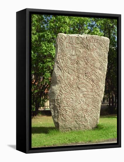 Rune Stone in Grounds of Uppsala Cathedral, Sweden, Scandinavia, Europe-Richard Ashworth-Framed Premier Image Canvas
