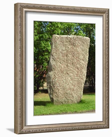 Rune Stone in Grounds of Uppsala Cathedral, Sweden, Scandinavia, Europe-Richard Ashworth-Framed Photographic Print