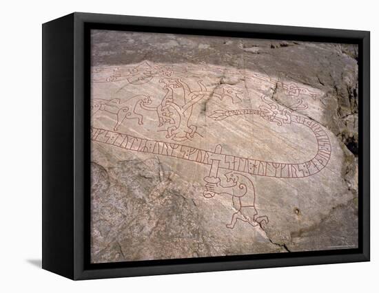 Rune Stone Ref Sigurd 'Dragon Killer'. Sundbyholm, Near Eskilstuna, Sodermanlandslan, Sweden-Richard Ashworth-Framed Premier Image Canvas