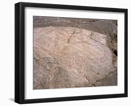 Rune Stone Ref Sigurd 'Dragon Killer'. Sundbyholm, Near Eskilstuna, Sodermanlandslan, Sweden-Richard Ashworth-Framed Photographic Print