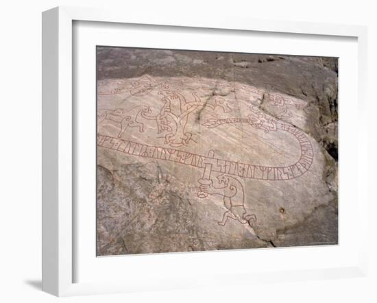 Rune Stone Ref Sigurd 'Dragon Killer'. Sundbyholm, Near Eskilstuna, Sodermanlandslan, Sweden-Richard Ashworth-Framed Photographic Print