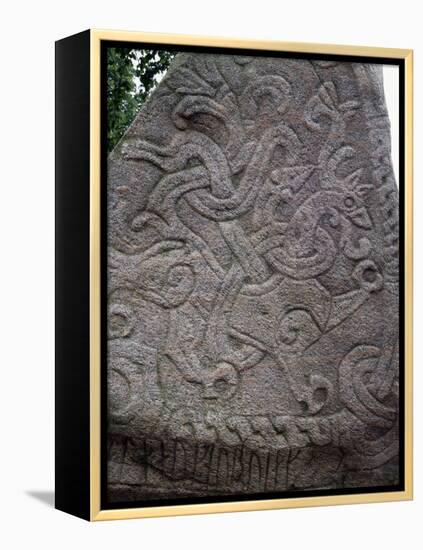 Rune Stone Relief Depicting Dragon, 983, Jelling-null-Framed Premier Image Canvas