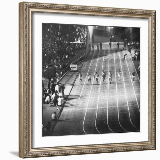 Runner Dave Sime Falling Out of Race Because of Leg Injury During Olympic Tryouts-Ralph Crane-Framed Premium Photographic Print