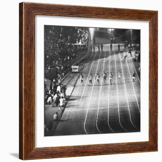 Runner Dave Sime Falling Out of Race Because of Leg Injury During Olympic Tryouts-Ralph Crane-Framed Premium Photographic Print