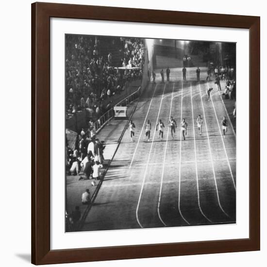 Runner Dave Sime Falling Out of Race Because of Leg Injury During Olympic Tryouts-Ralph Crane-Framed Premium Photographic Print