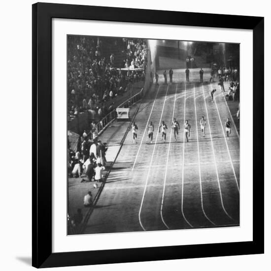 Runner Dave Sime Falling Out of Race Because of Leg Injury During Olympic Tryouts-Ralph Crane-Framed Premium Photographic Print