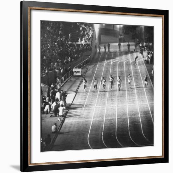 Runner Dave Sime Falling Out of Race Because of Leg Injury During Olympic Tryouts-Ralph Crane-Framed Premium Photographic Print