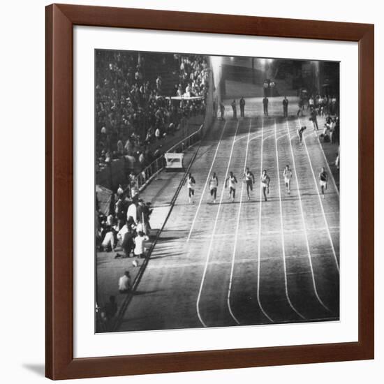 Runner Dave Sime Falling Out of Race Because of Leg Injury During Olympic Tryouts-Ralph Crane-Framed Premium Photographic Print