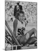 Runner Gunhild Larking Relaxing at the Olympics-null-Mounted Premium Photographic Print