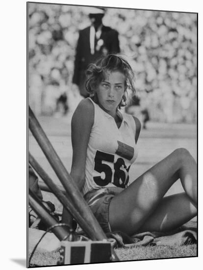 Runner Gunhild Larking Relaxing at the Olympics-null-Mounted Premium Photographic Print