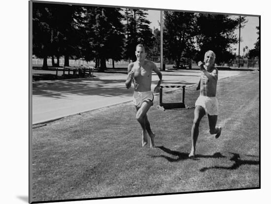 Runner Herb Elliot Running with His Trainer Percy Cerutty-null-Mounted Photographic Print